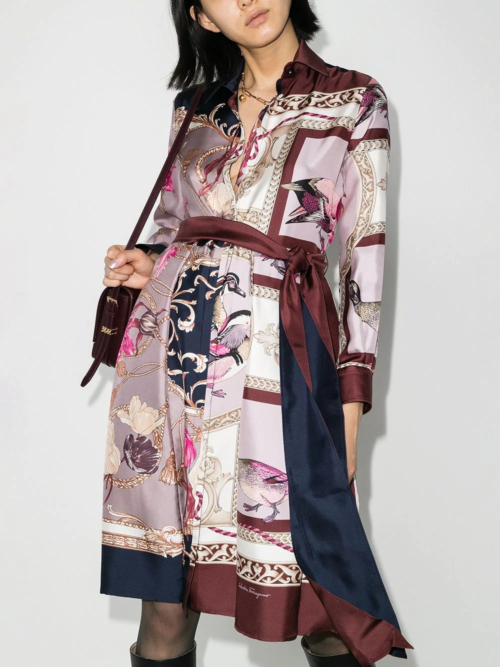 belted baroque-print shirt dress - 2