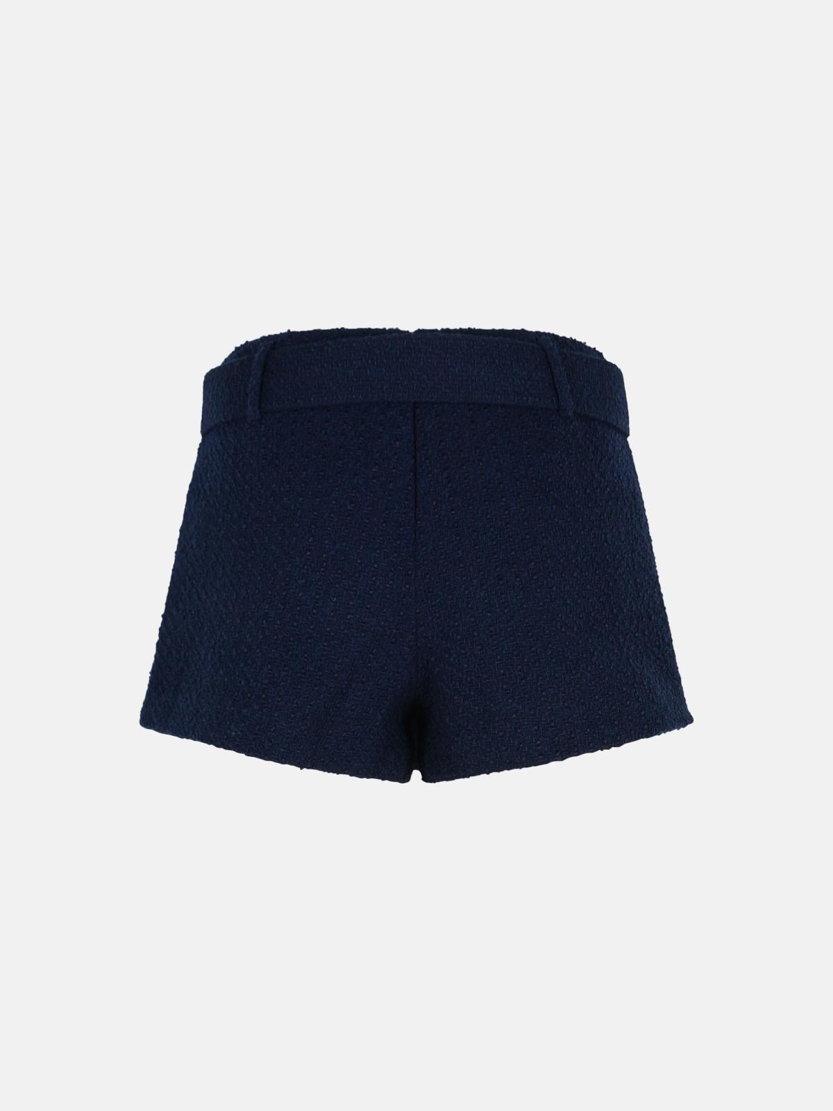 BLUE WOOL BLEND SHORTS - 3