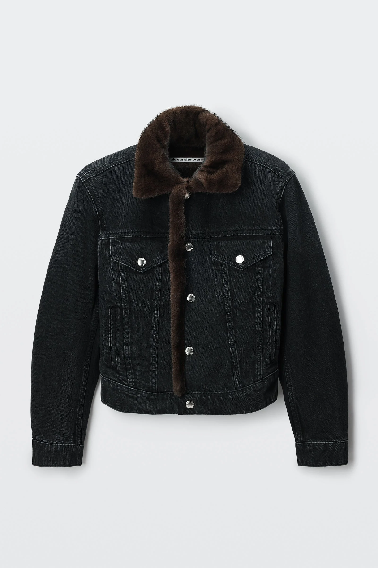 faux fur lined denim jacket - 1