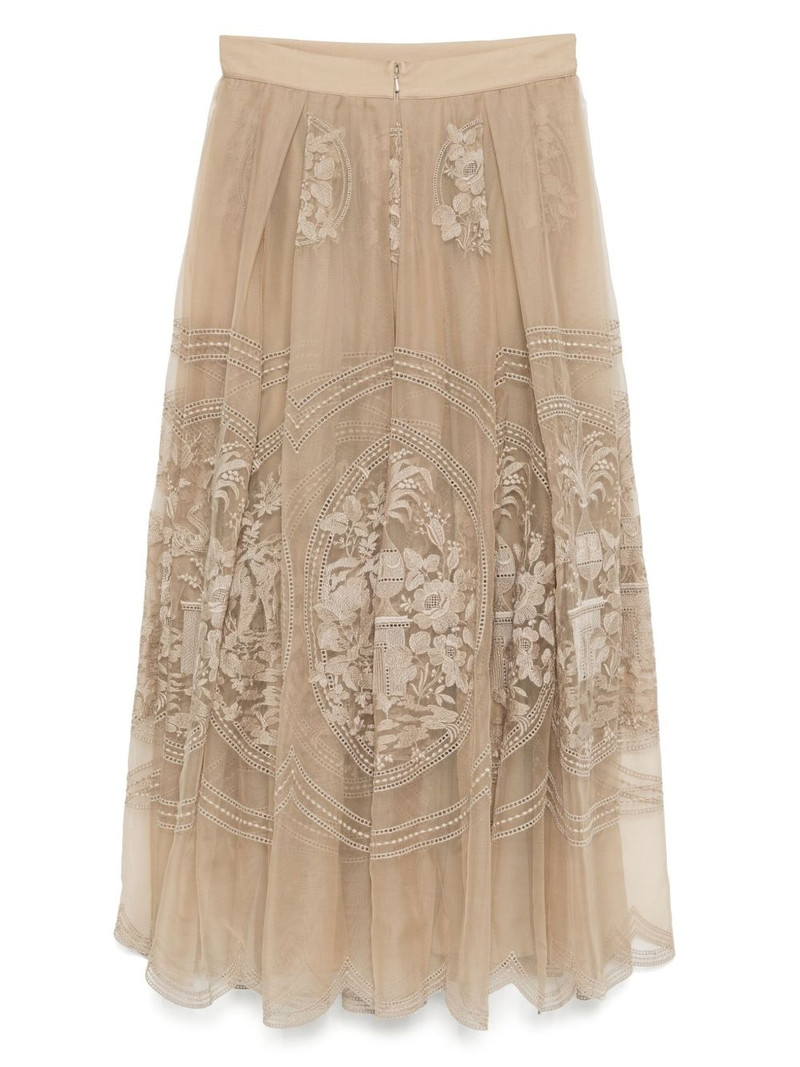 ELIE SAAB embroidered organza midi skirt outlook