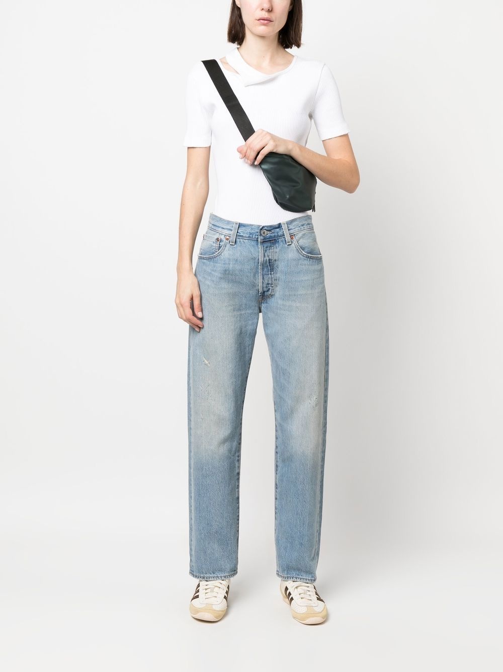 light-wash straight leg jeans - 5