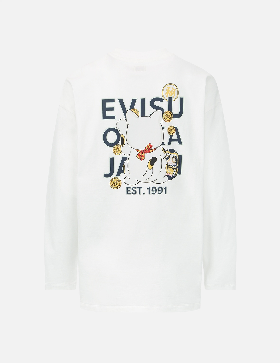 FORTUNE CAT BACK VIEW PRINT T-SHIRT - 1