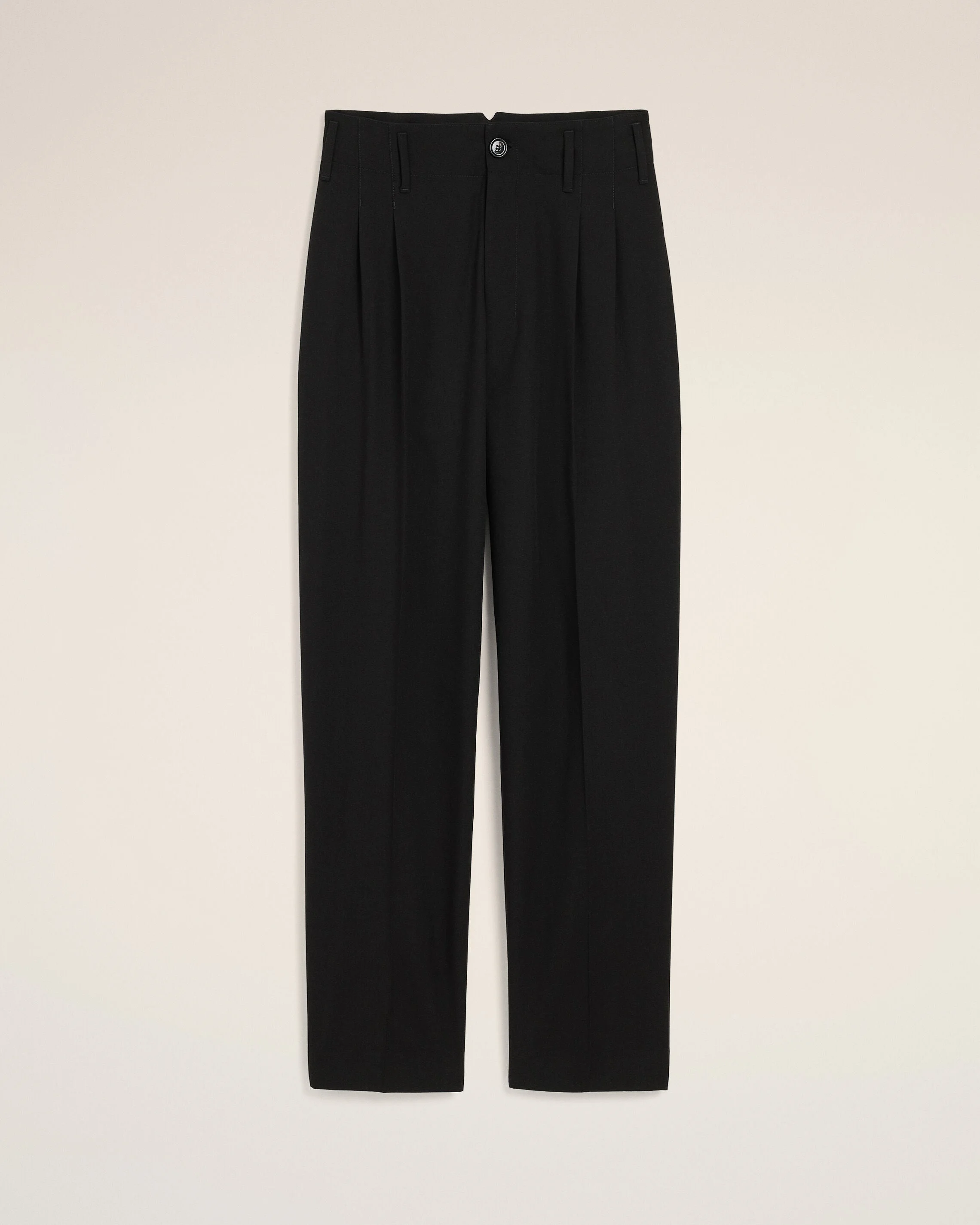 BLACK TWO-PLEATS WOOL TROUSERS - 1