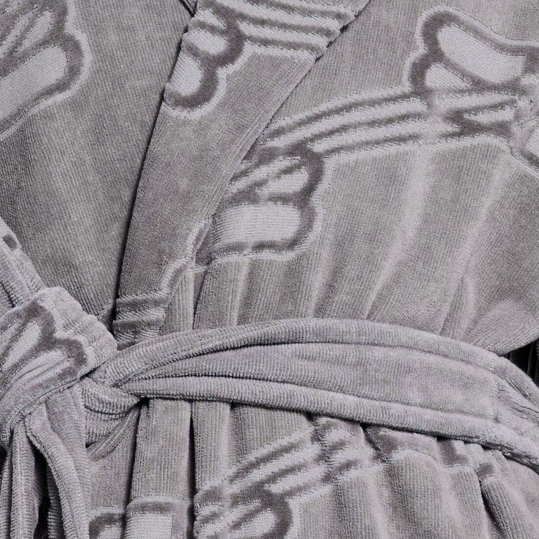 Women's Bb Monogram Towel Bathrobe in Grey - 7
