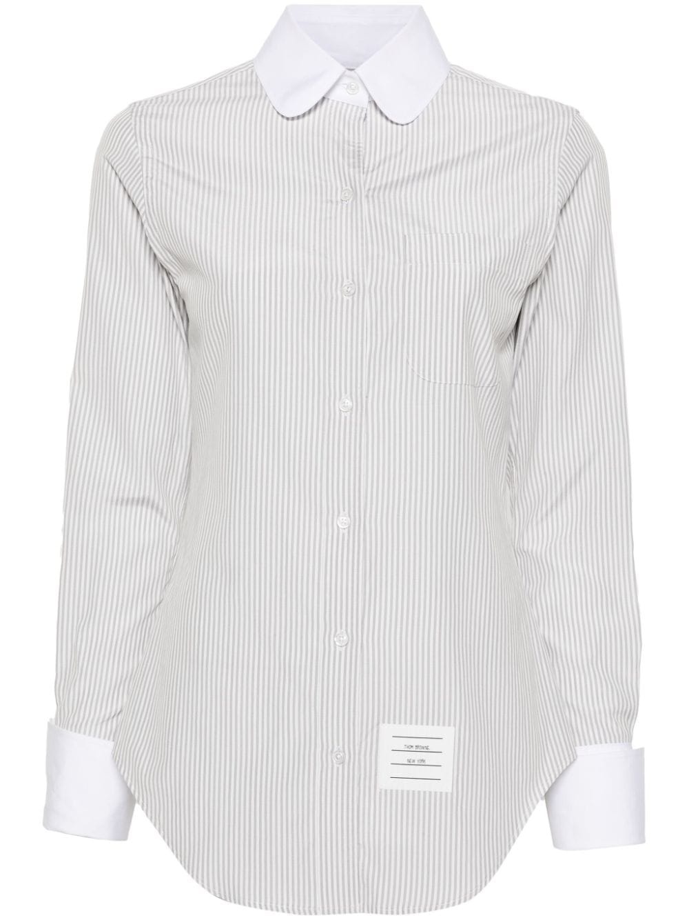 striped rounded-collar shirt - 1