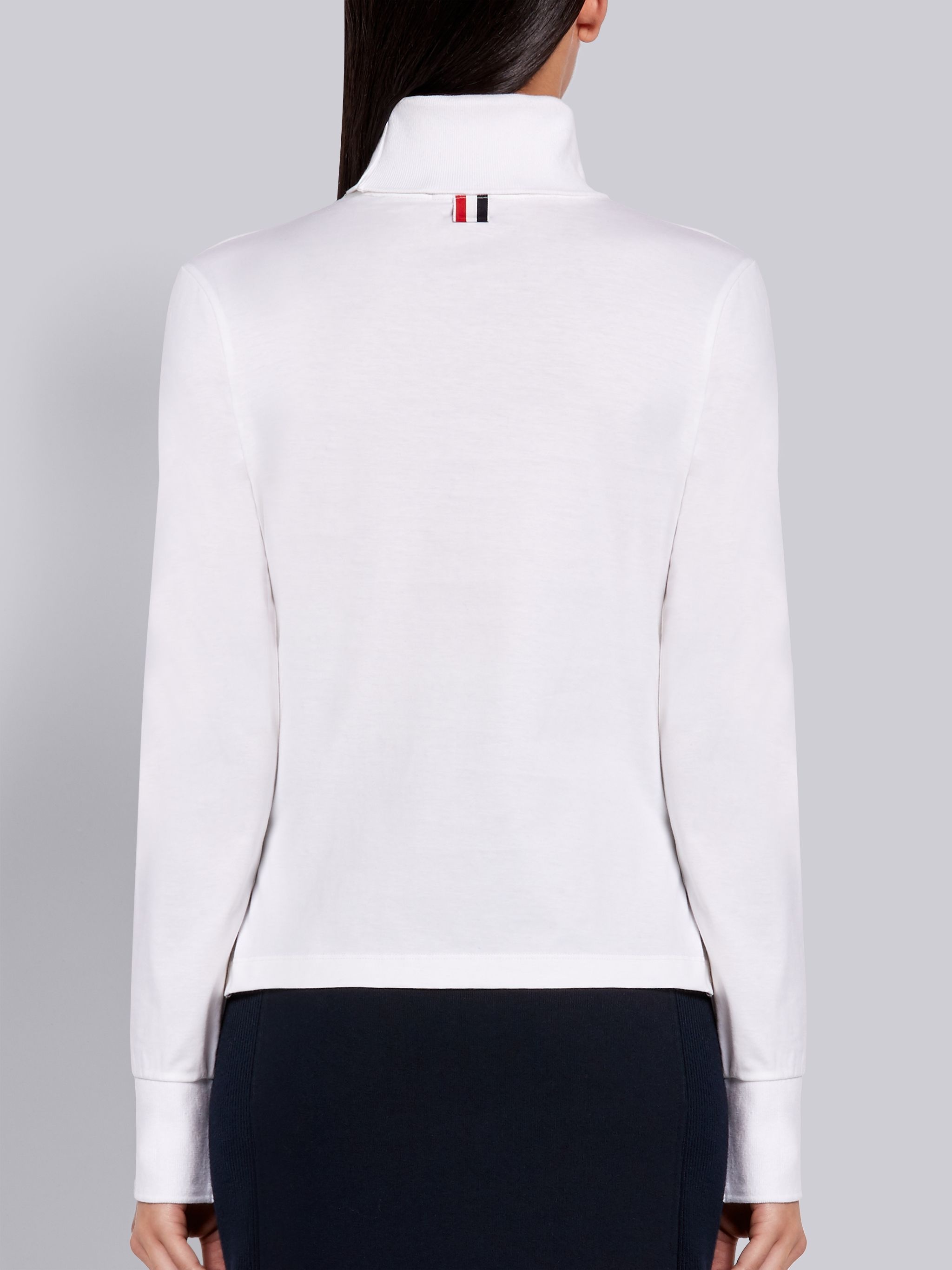 White Lightweight Cotton Jersey Long Sleeve Turtleneck - 3