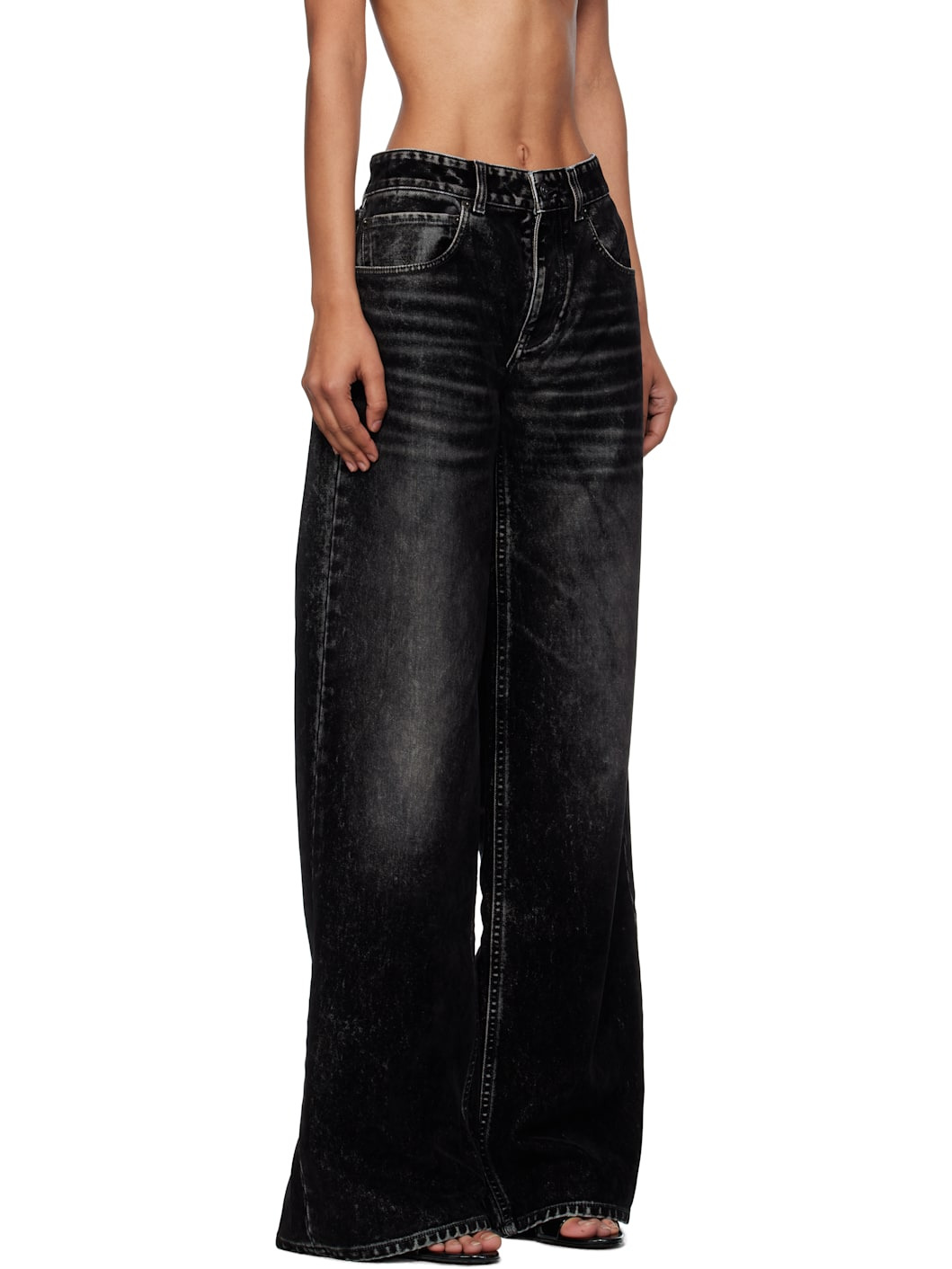Black Wide Leg Baggy Jeans - 2