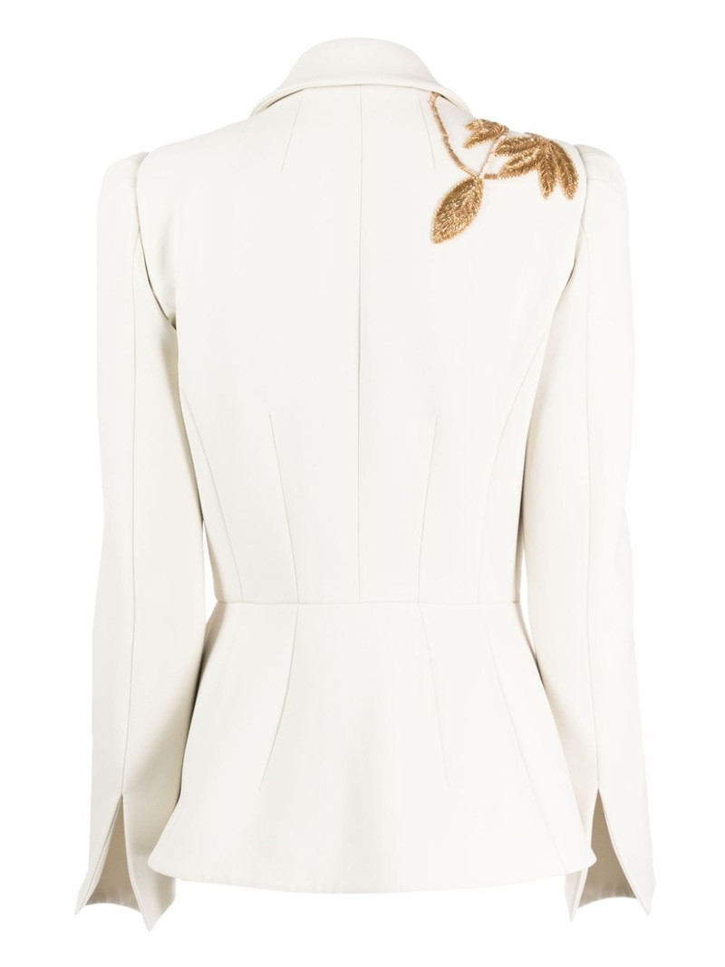 ELIE SAAB metallic leaf-embroidered blazer outlook