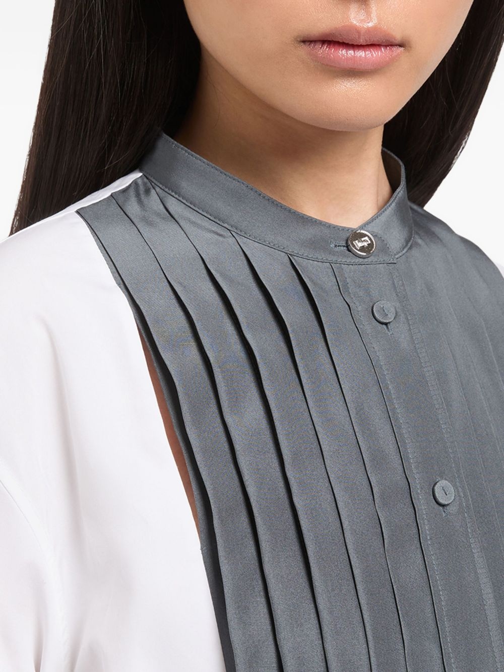 pleated-panel cotton shirt - 4