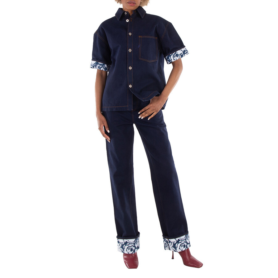 Burberry Contrast Cuff Boyfriend Denim Trousers - 3