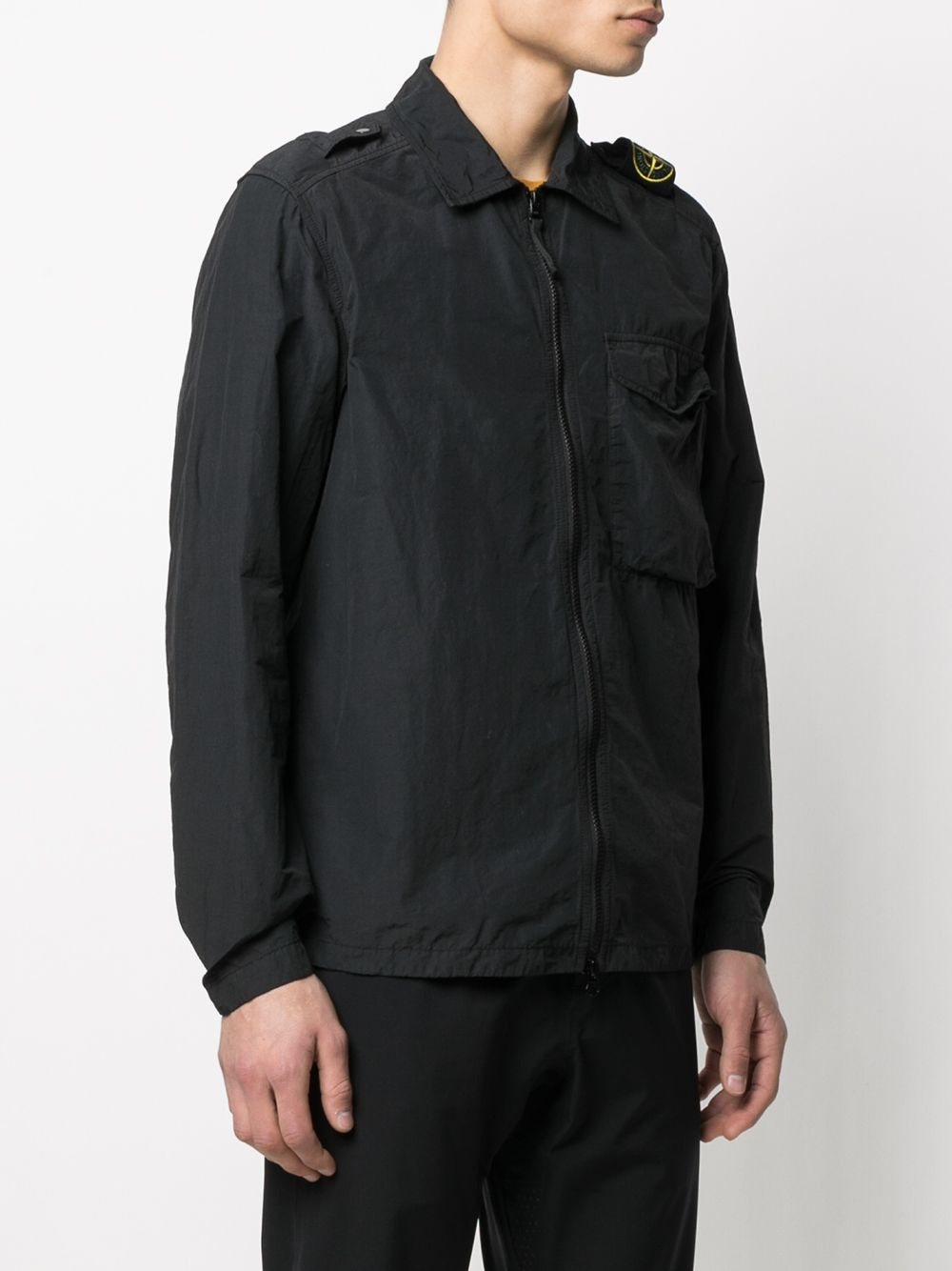 logo patch zipped over-shirt - 3