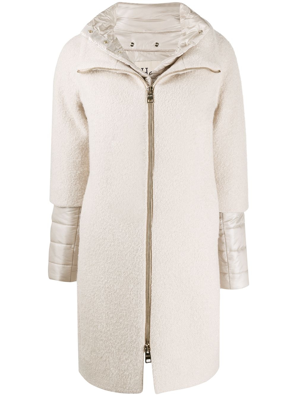 padded-detail mid-length coat - 1