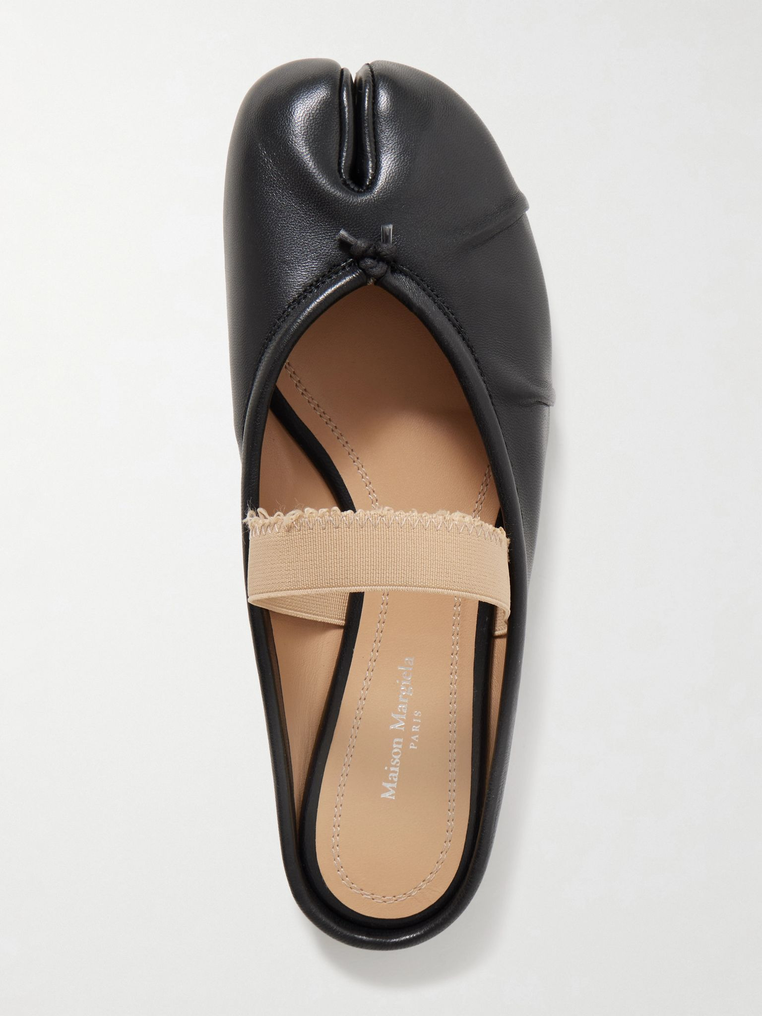 Tabi frayed split-toe leather ballet flats Black - 5