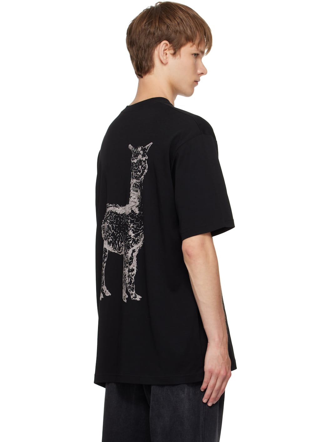 Black Jersey Lama Oversized T-shirt - 3