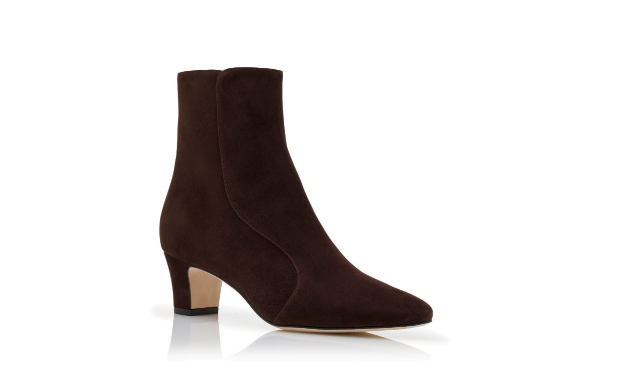 Brown Suede Round Toe Ankle Boots - 4