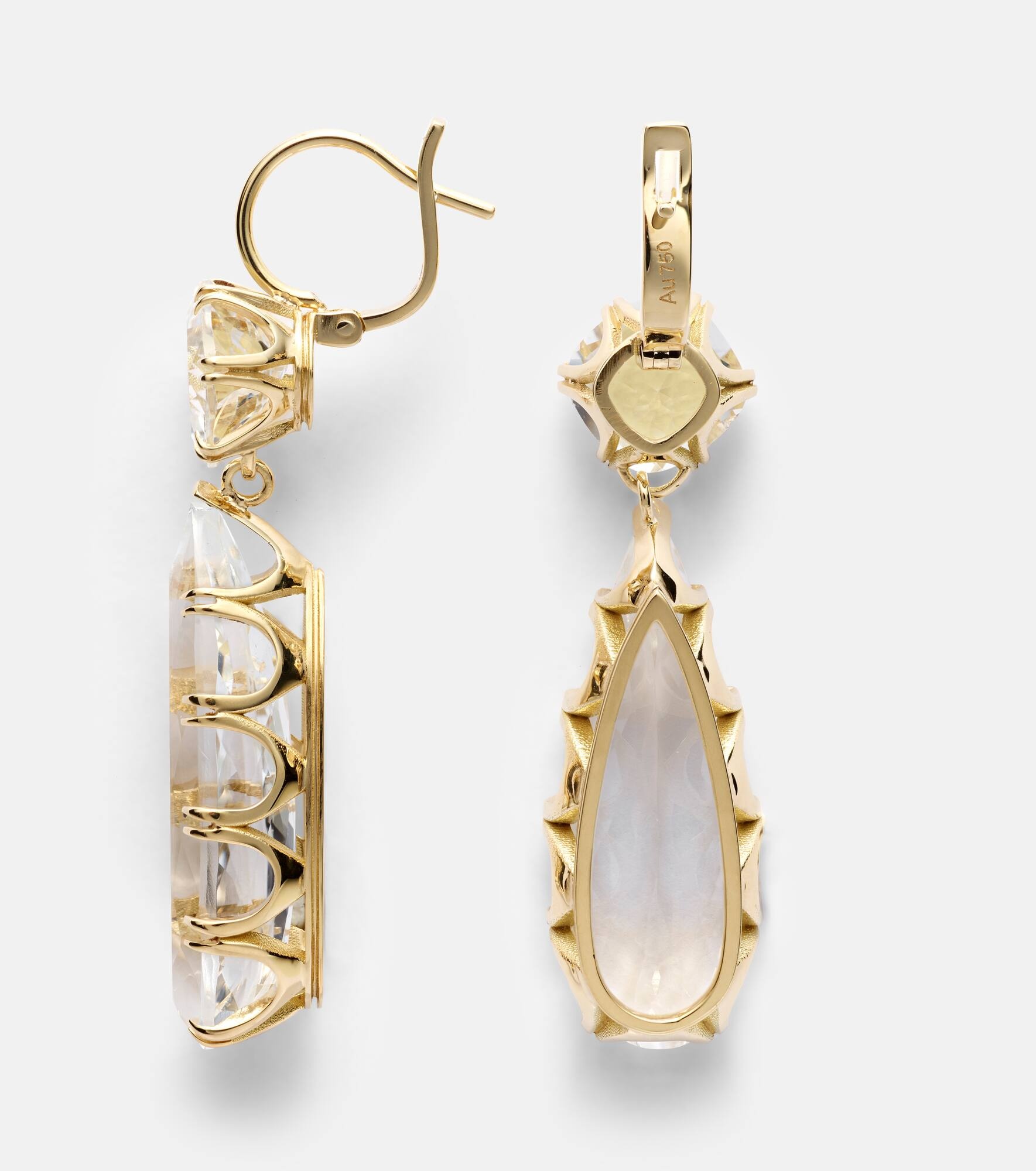 18kt gold earrings with white topaz - 4