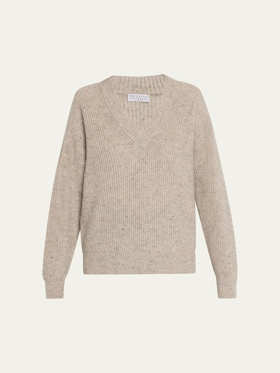 Shimmering Cashmere-Mohair Crewneck Sweater - 1