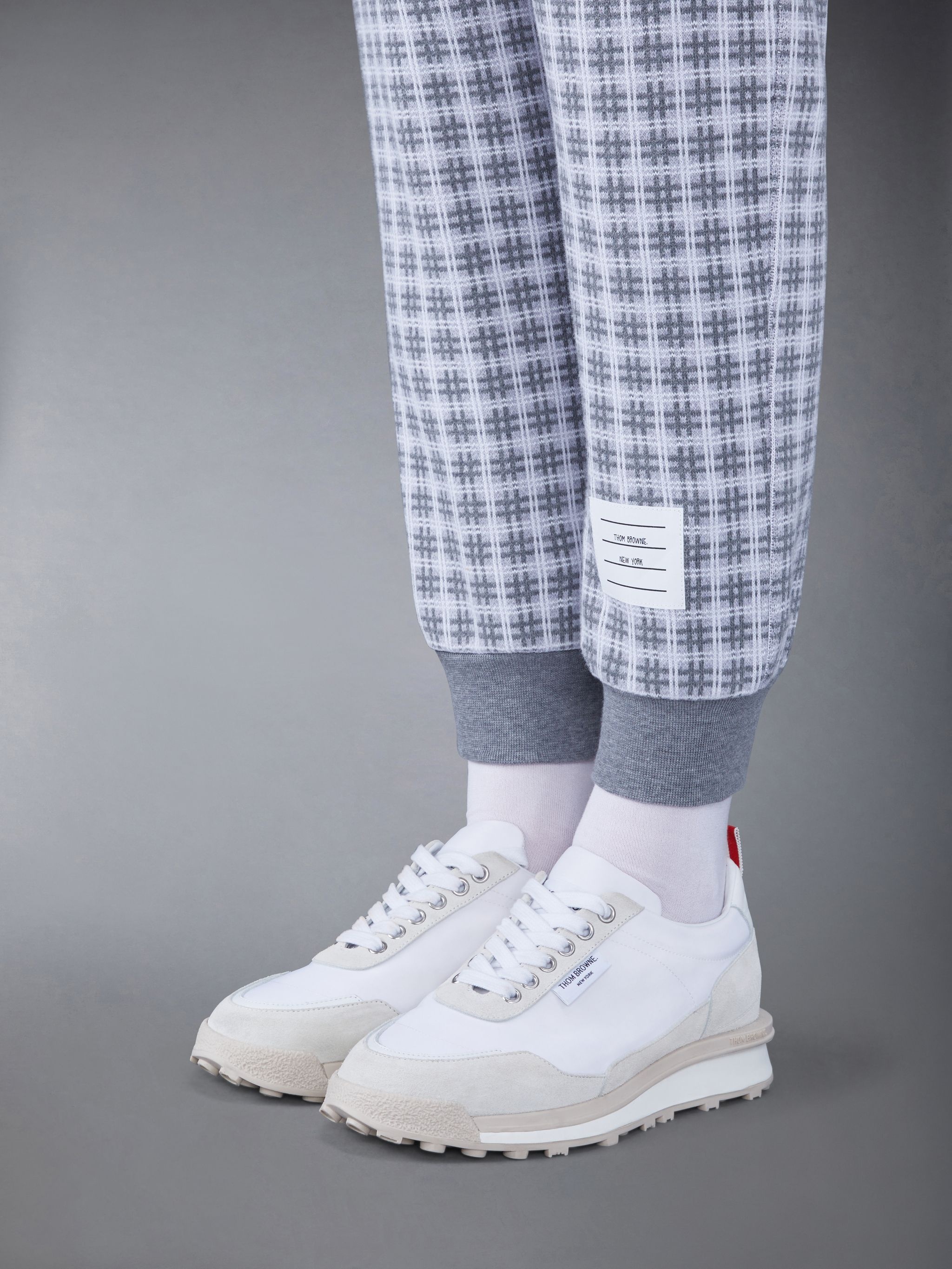 checked jacquard track pants - 5