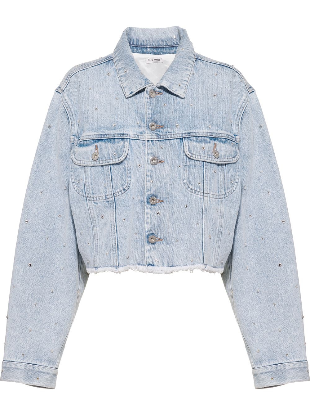 rhinestone-embellished denim jacket - 1