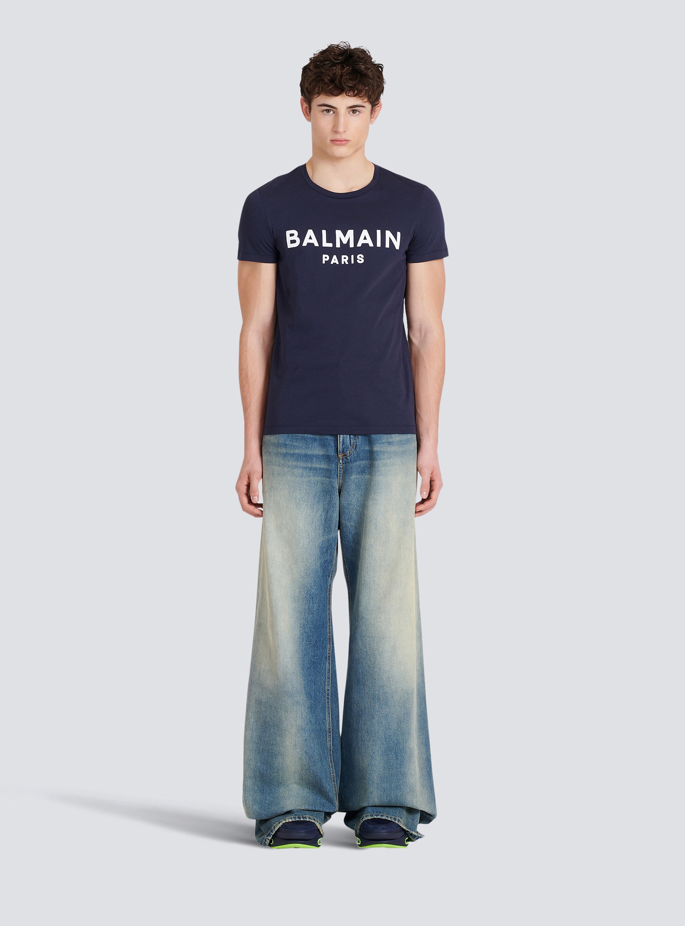 Cotton T-shirt with flocked Balmain medallion - 3