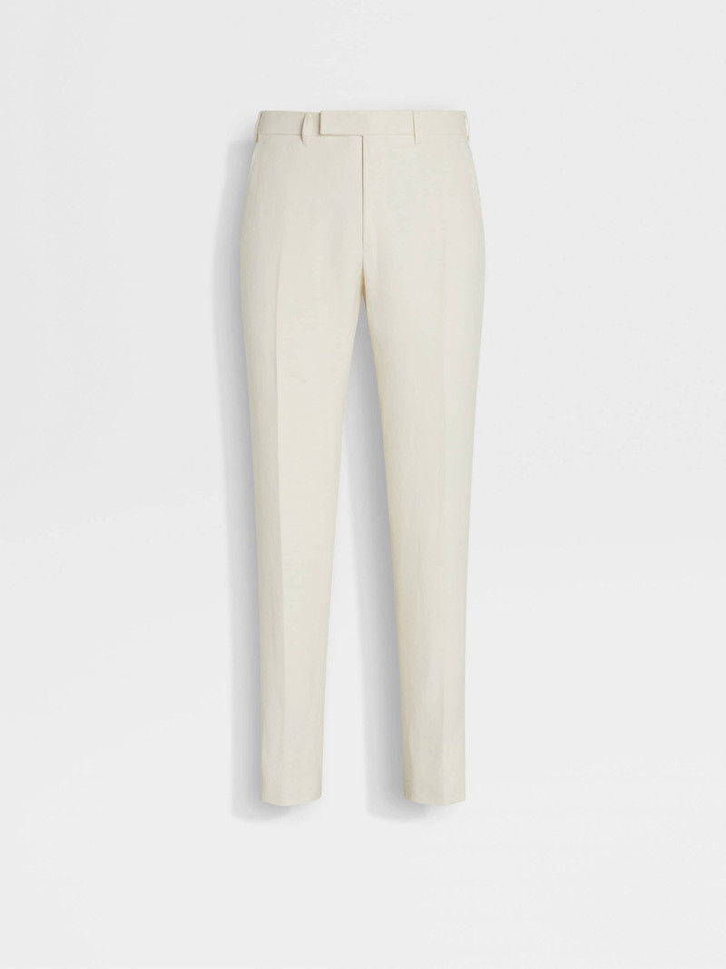 WHITE OASI LINO BLUE FLOWER PANTS 1