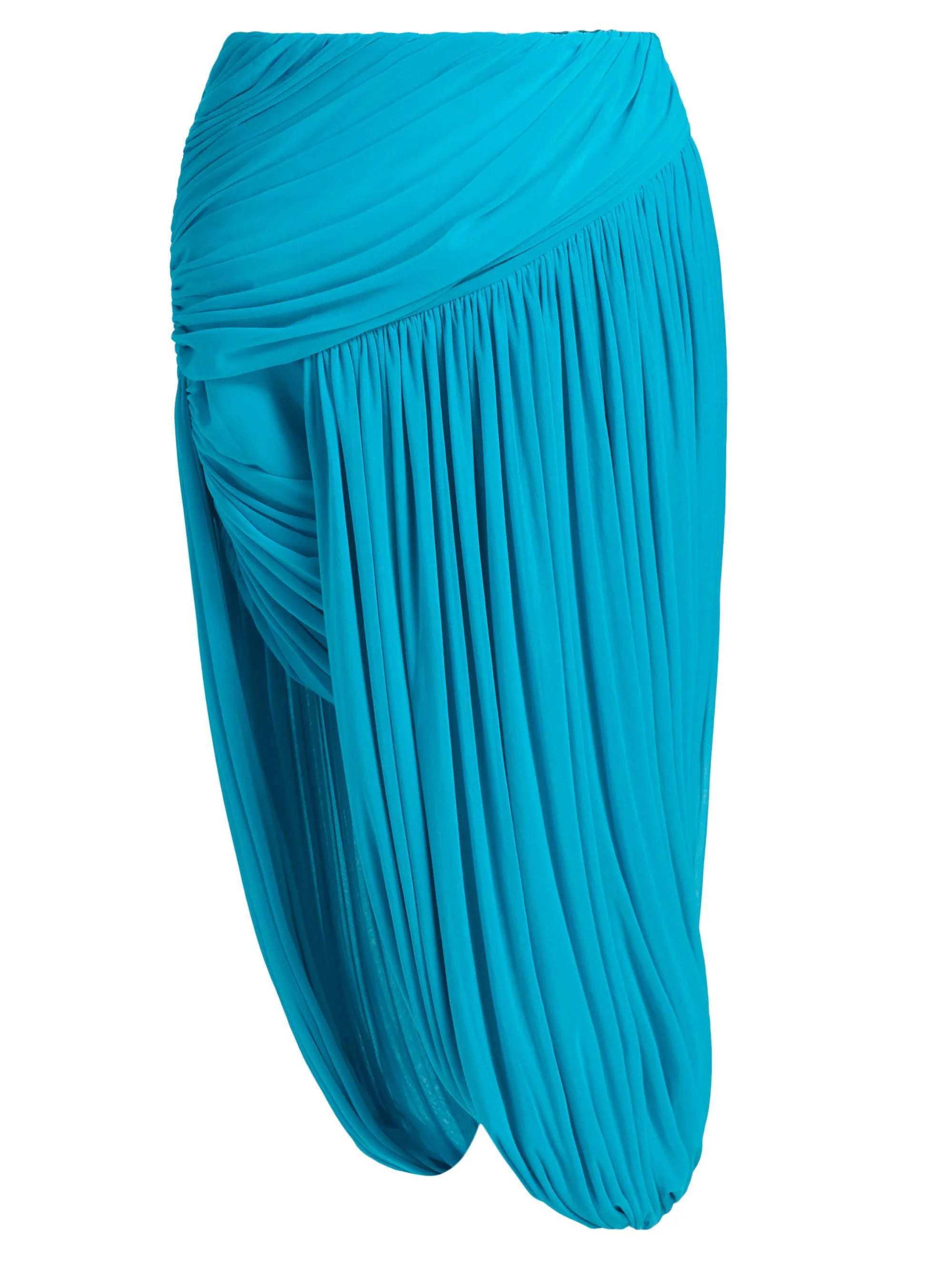 Women's Wes Ruched High-Low Hem Midi-Skirt - Turquoise - 1