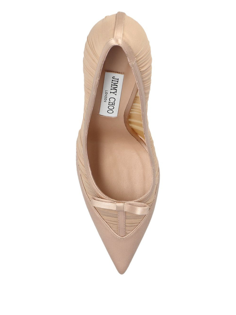 Love bow mesh heeled pumps 3
