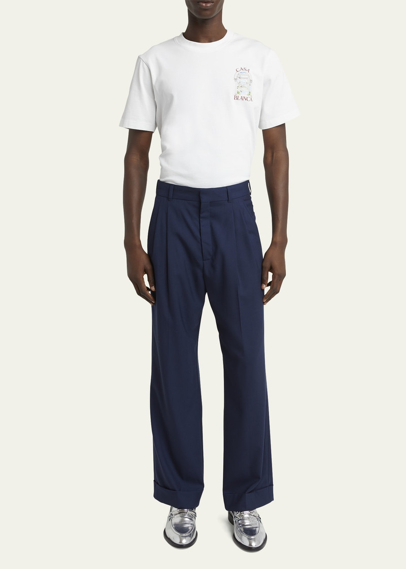 CASABLANCA Men's Wool Elastic-Waist Pleated Pants outlook