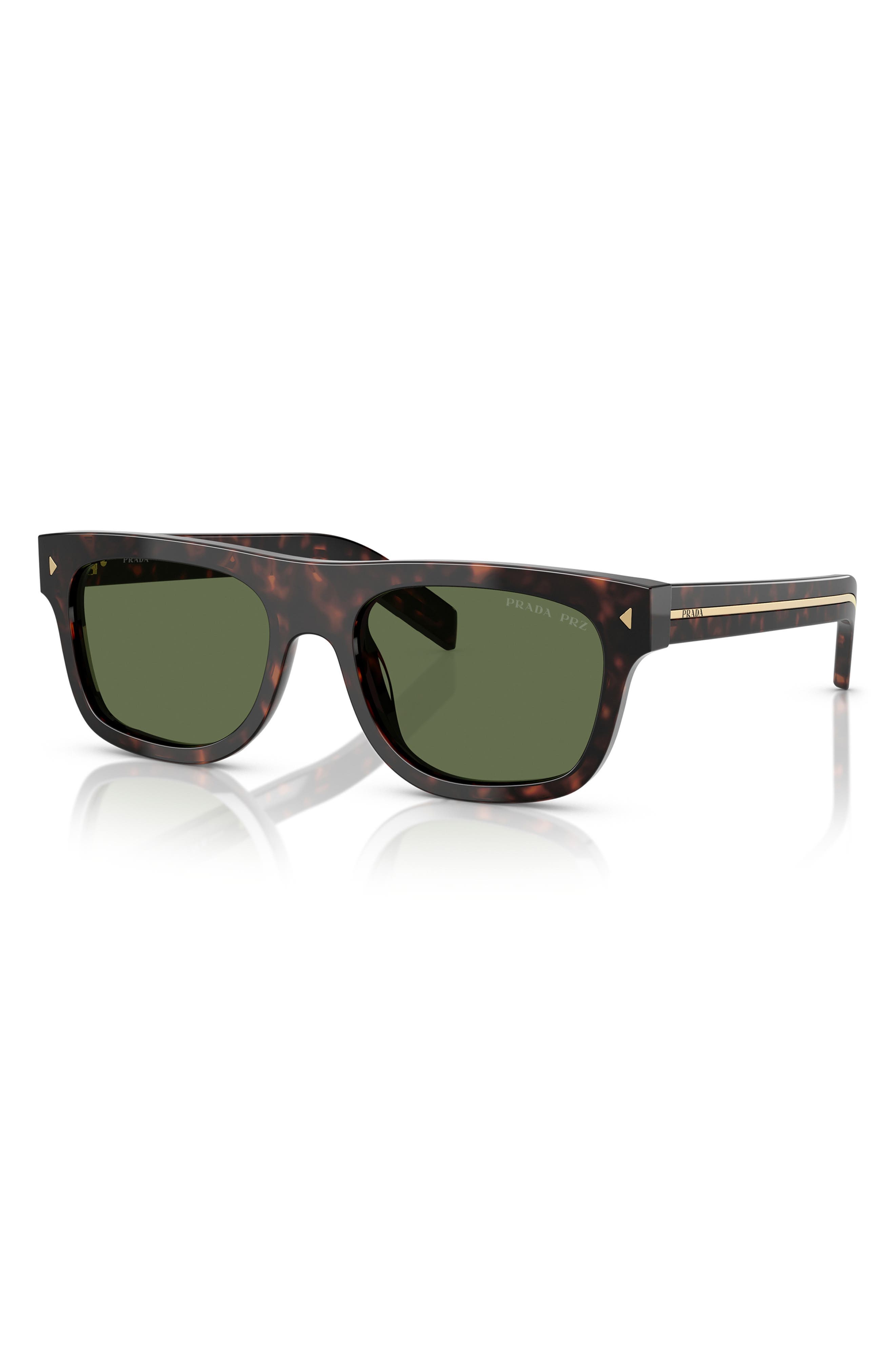 Prada 55mm Polarized Pillow Sunglasses in 17N20G55 Brown Tort at Nordstrom - 2