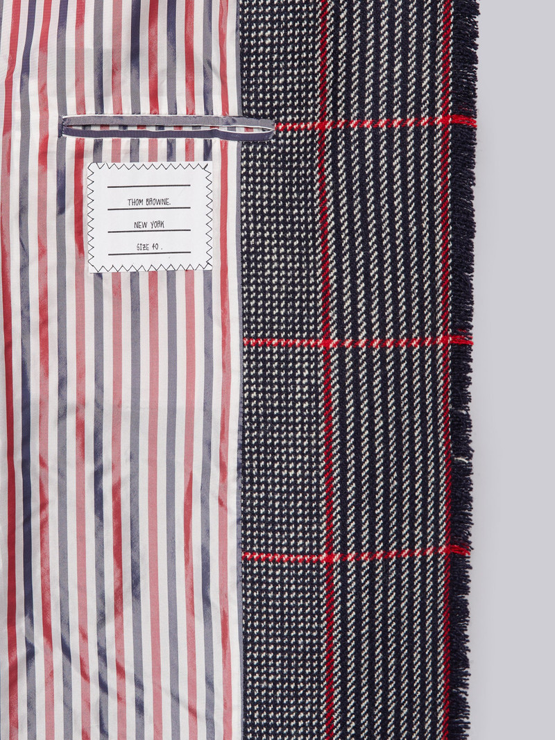 Tricolor Oversized Check Hunting Wool Tweed Frayed Wide Lapel Overcoat 6