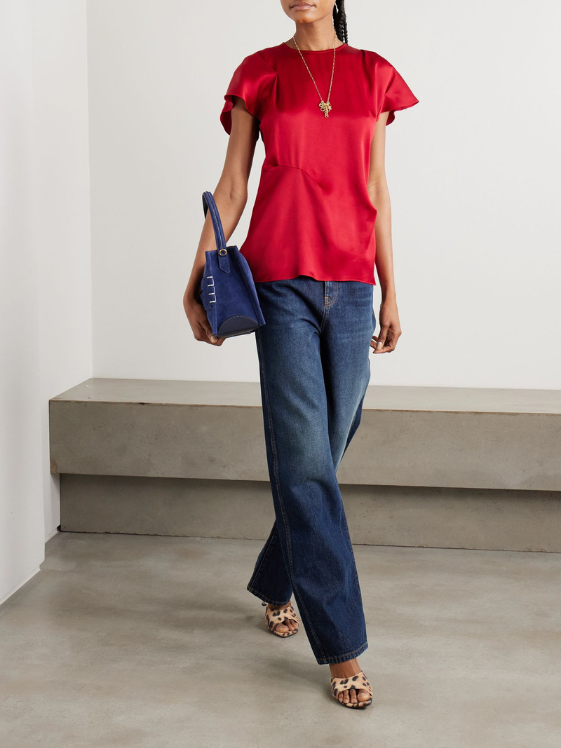 Victoria Beckham Draped satin top Red outlook