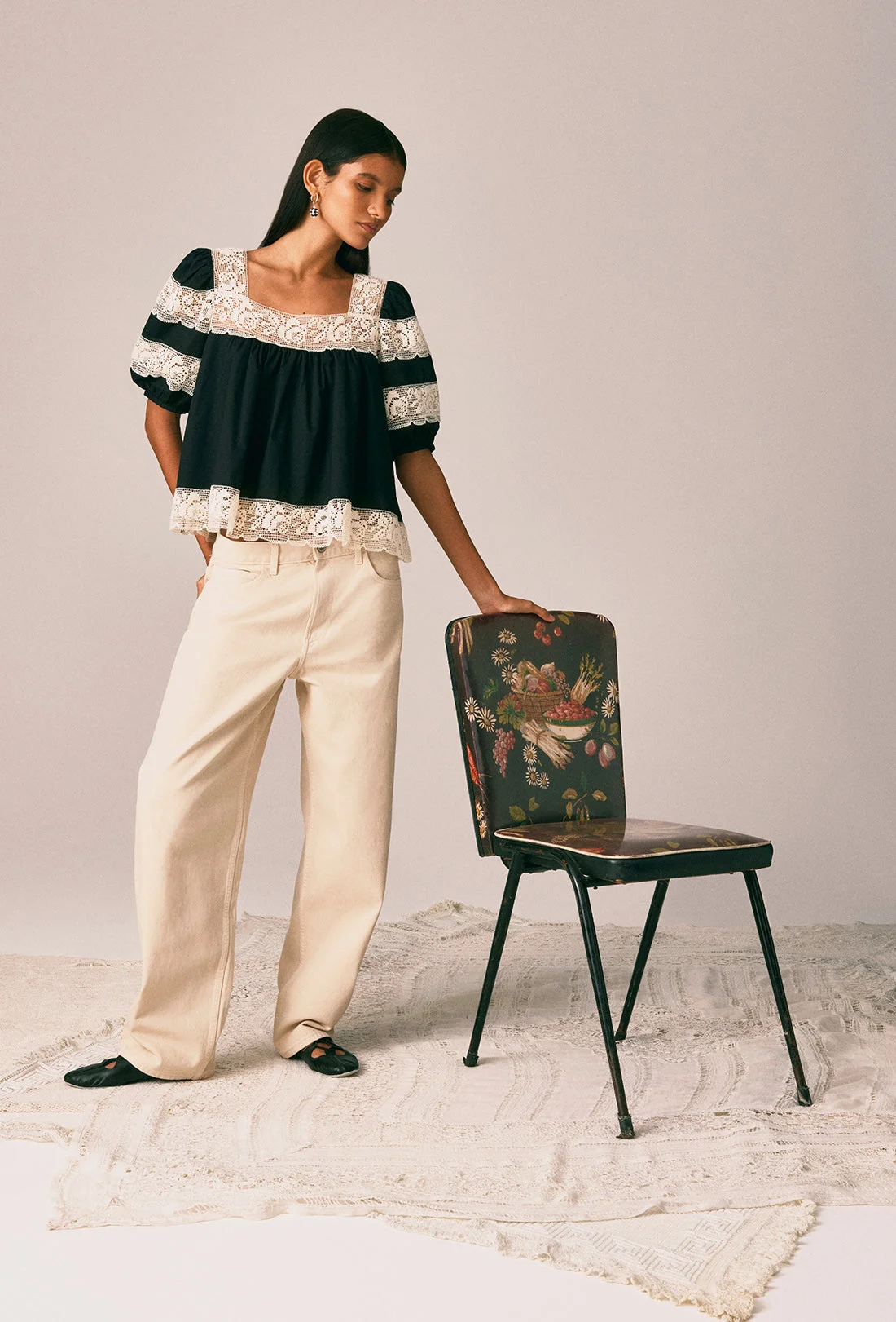 Nico Blouse - Black/Cream - 1