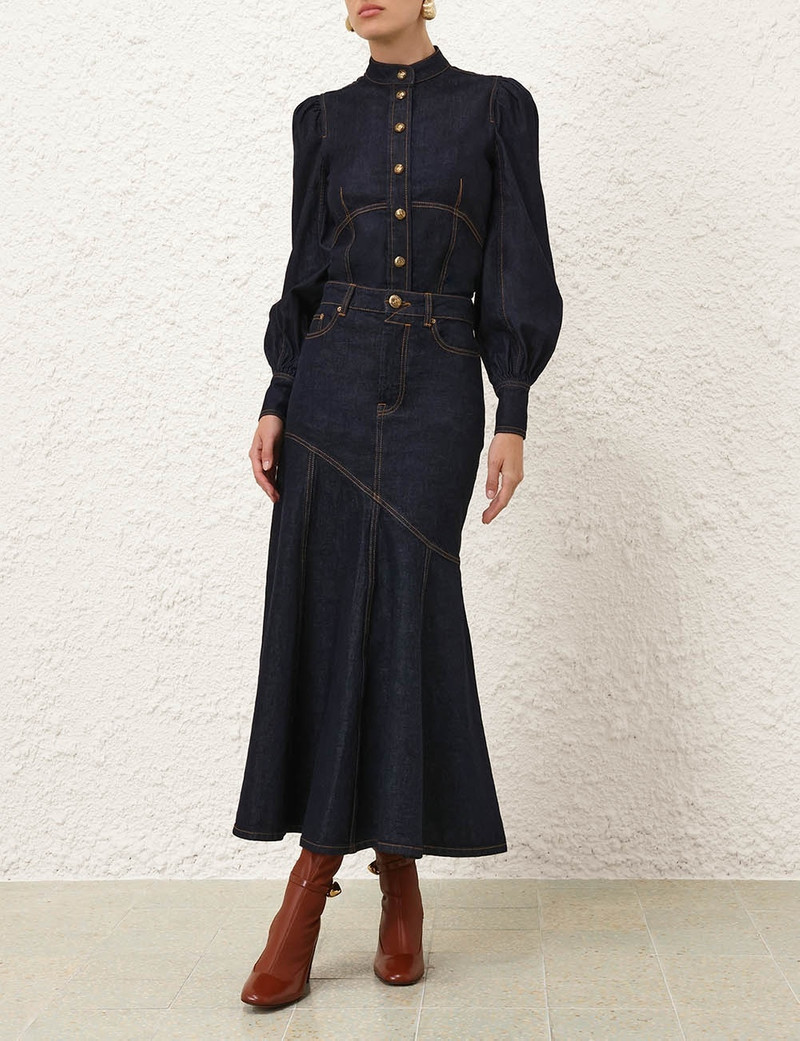 Zimmermann ILLUSTRATION DENIM MIDI SKIRT outlook
