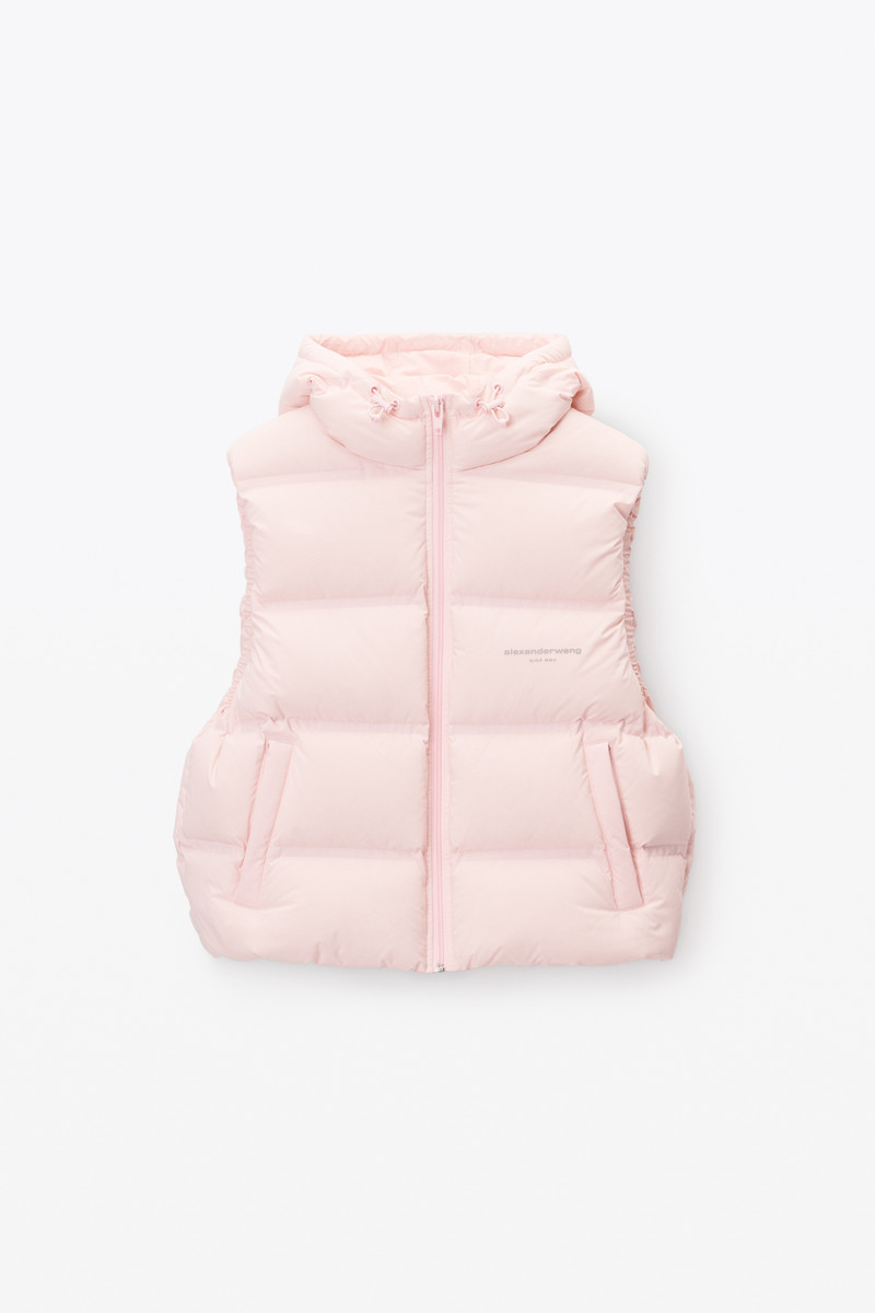 cropped channel vest in feather & down - 1