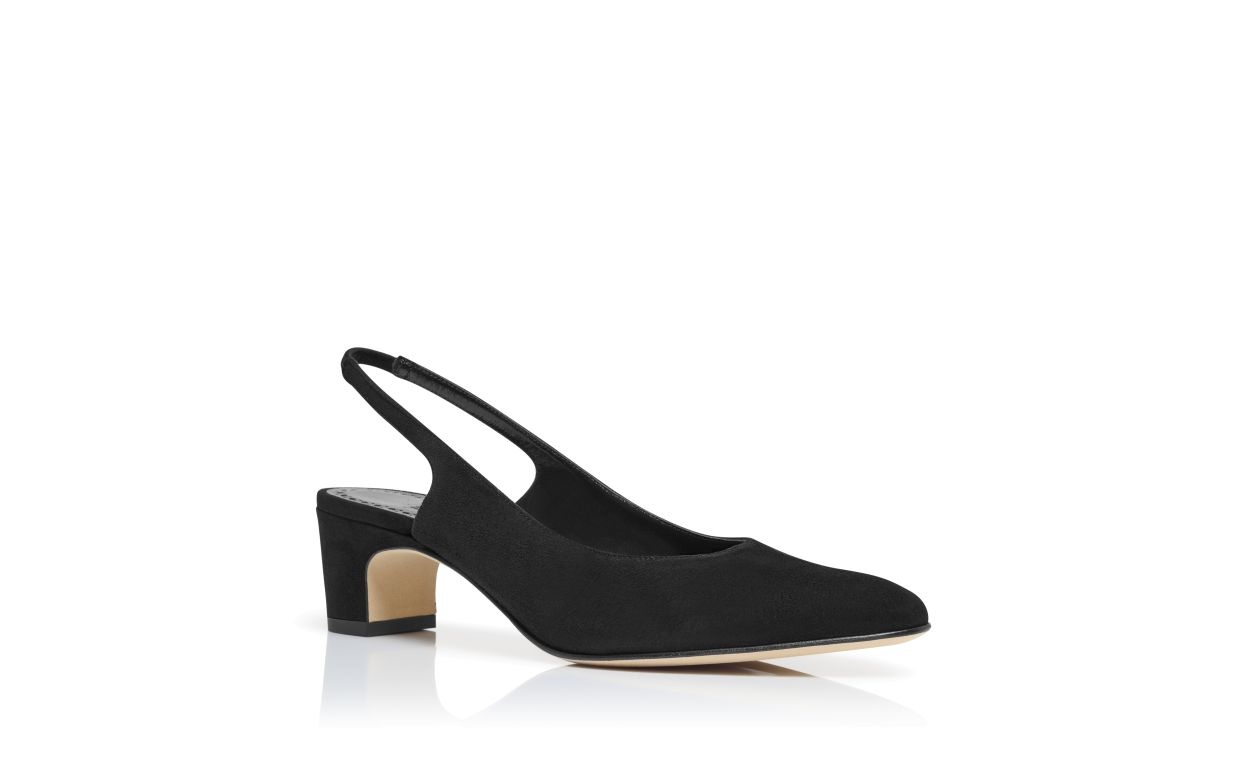 Black Suede Slingback Pumps - 3