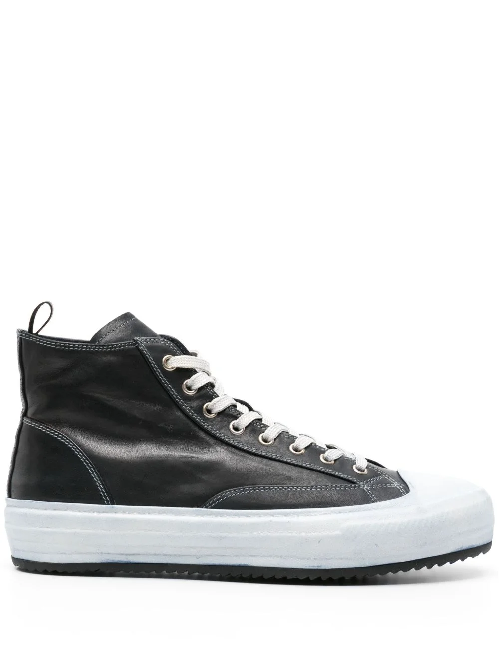 distressed-effect leather sneakers - 1