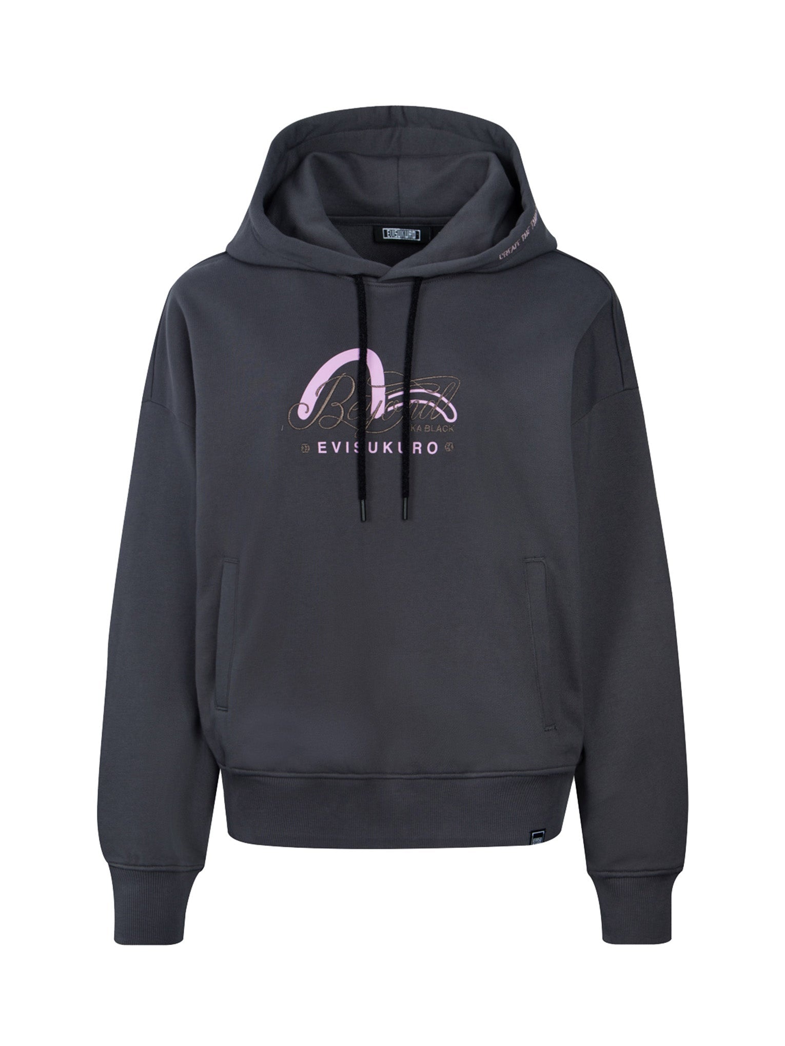 Seagull Print and Slogan Embroidery Oversized Hoodie - 13