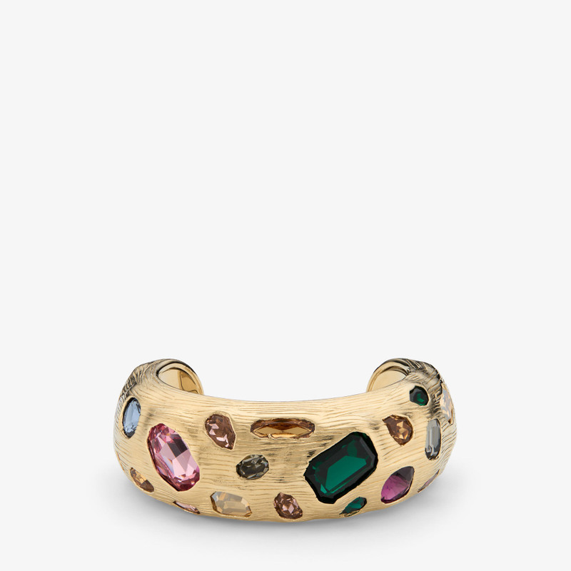 Stones Maxi Bracelet Gold-Finish Metal Maxi Bangle with Multicoloured Crystals 1