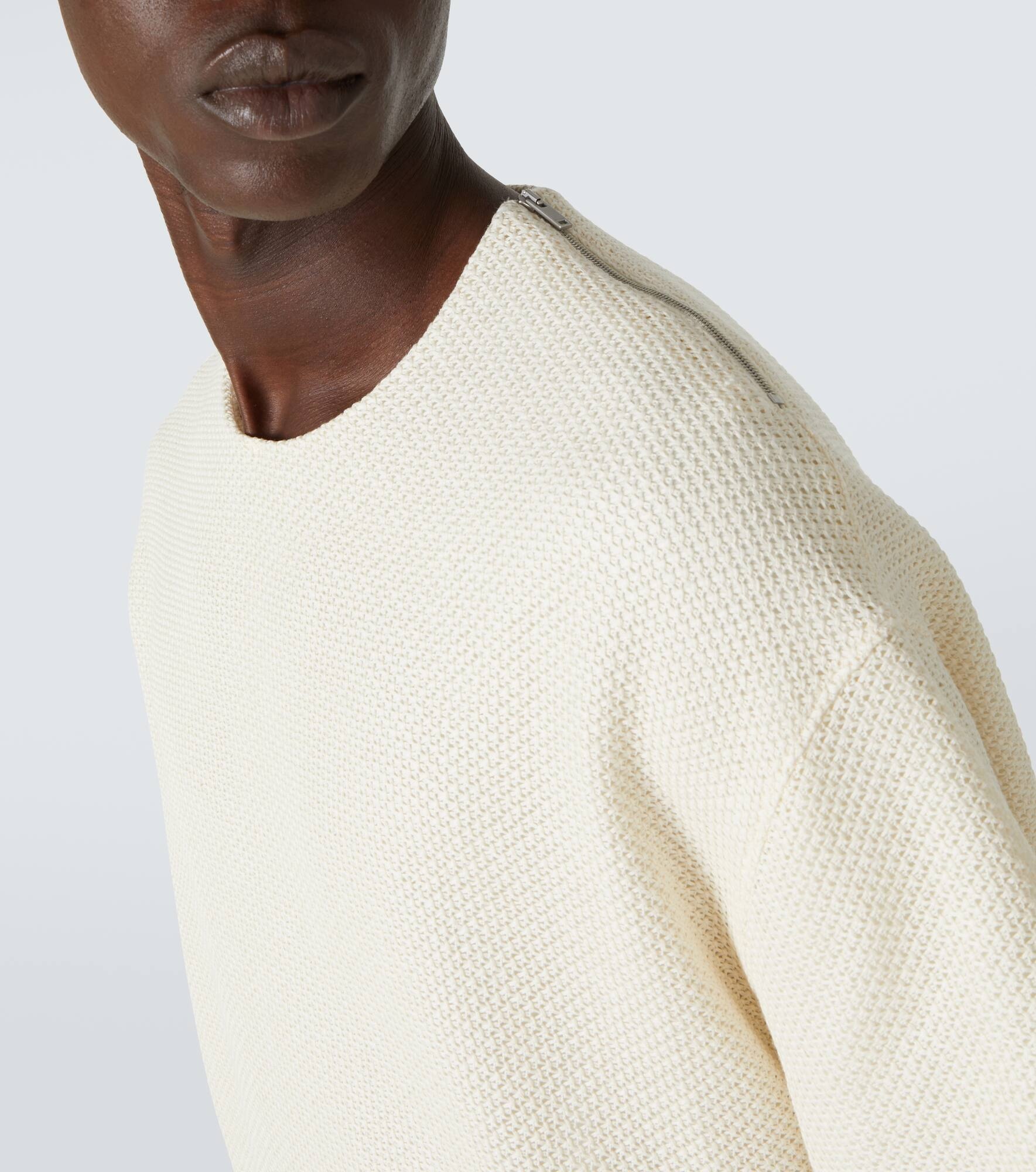 Zip-detail cotton-blend jersey T-shirt - 6
