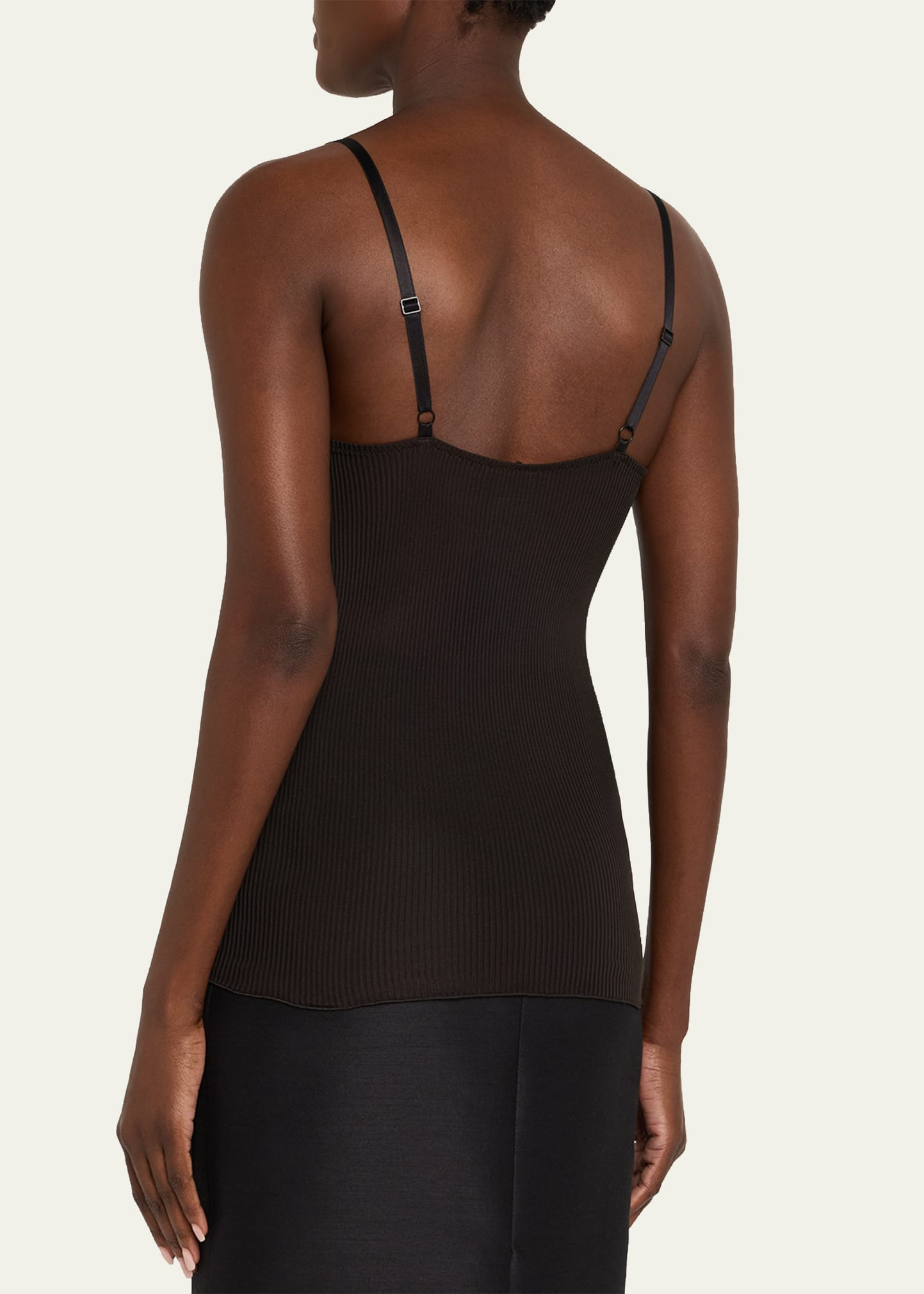Ribbed Knit Tank Top with Lace Detail - 3