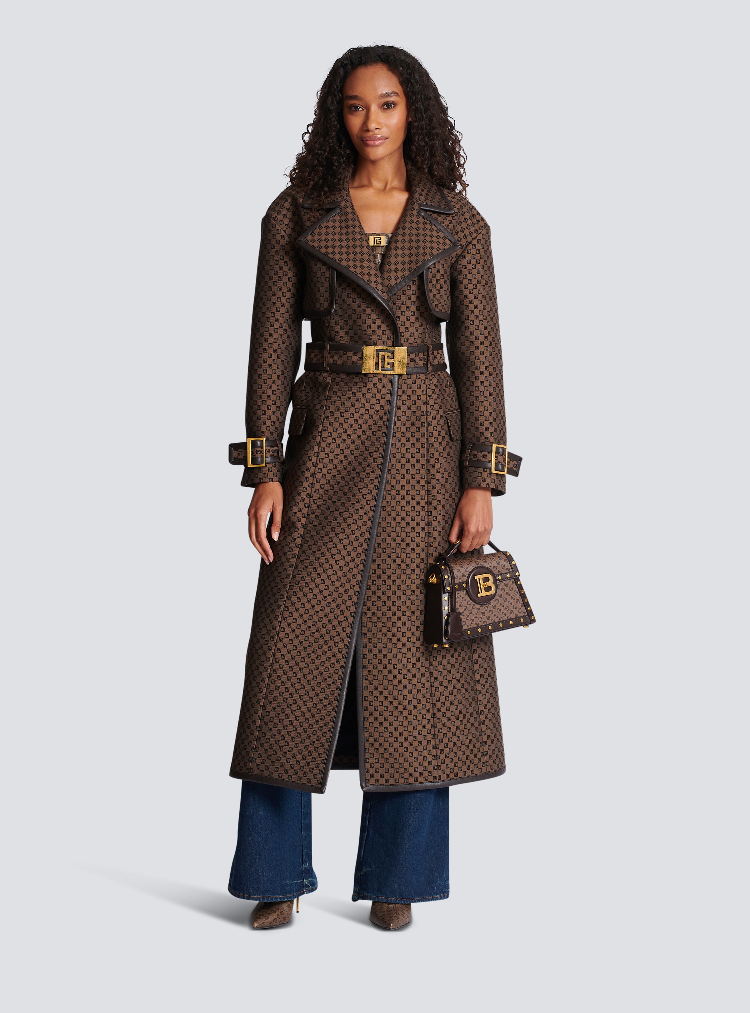 Balmain Mini monogram jacquard trench coat | REVERSIBLE