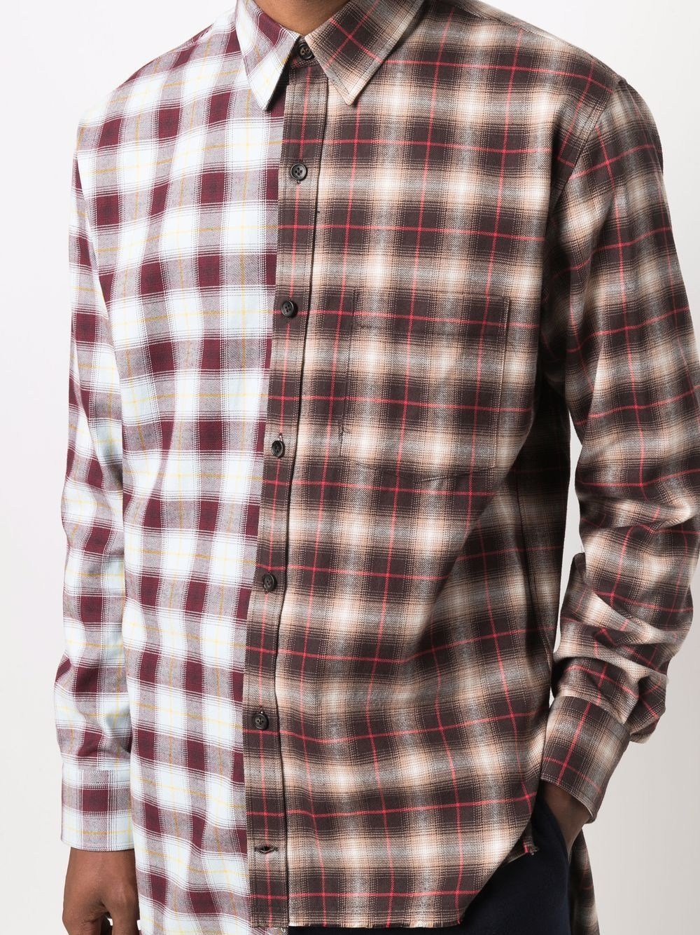 asymmetric check-print long-sleeve shirt - 5