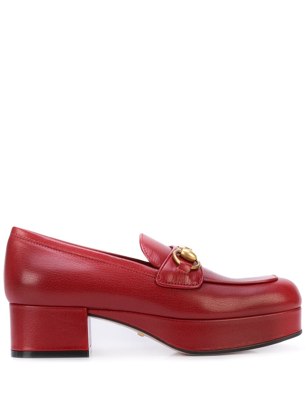 Leather platform loafer with Horsebit - 1