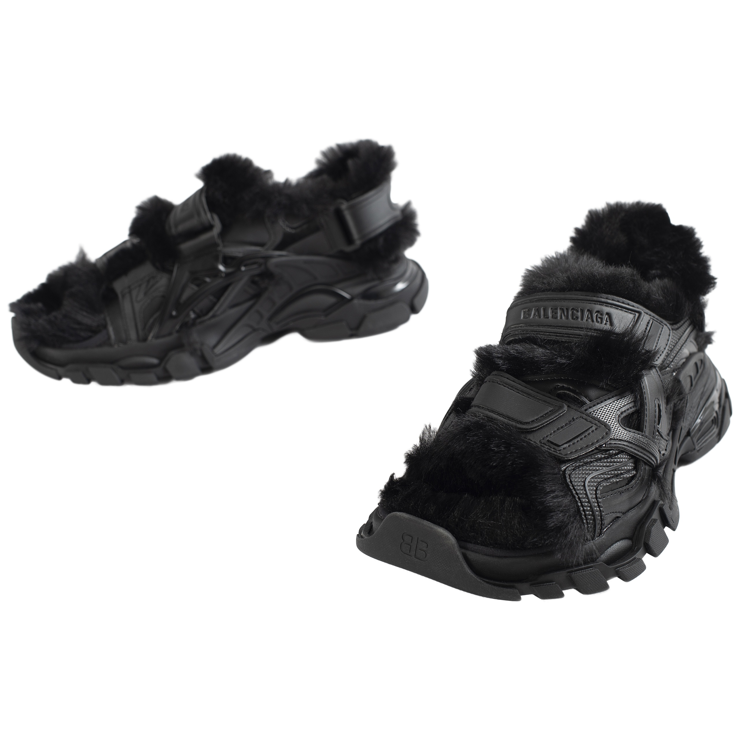 TRACK SANDAL FAKE FUR IN BLACK - 3
