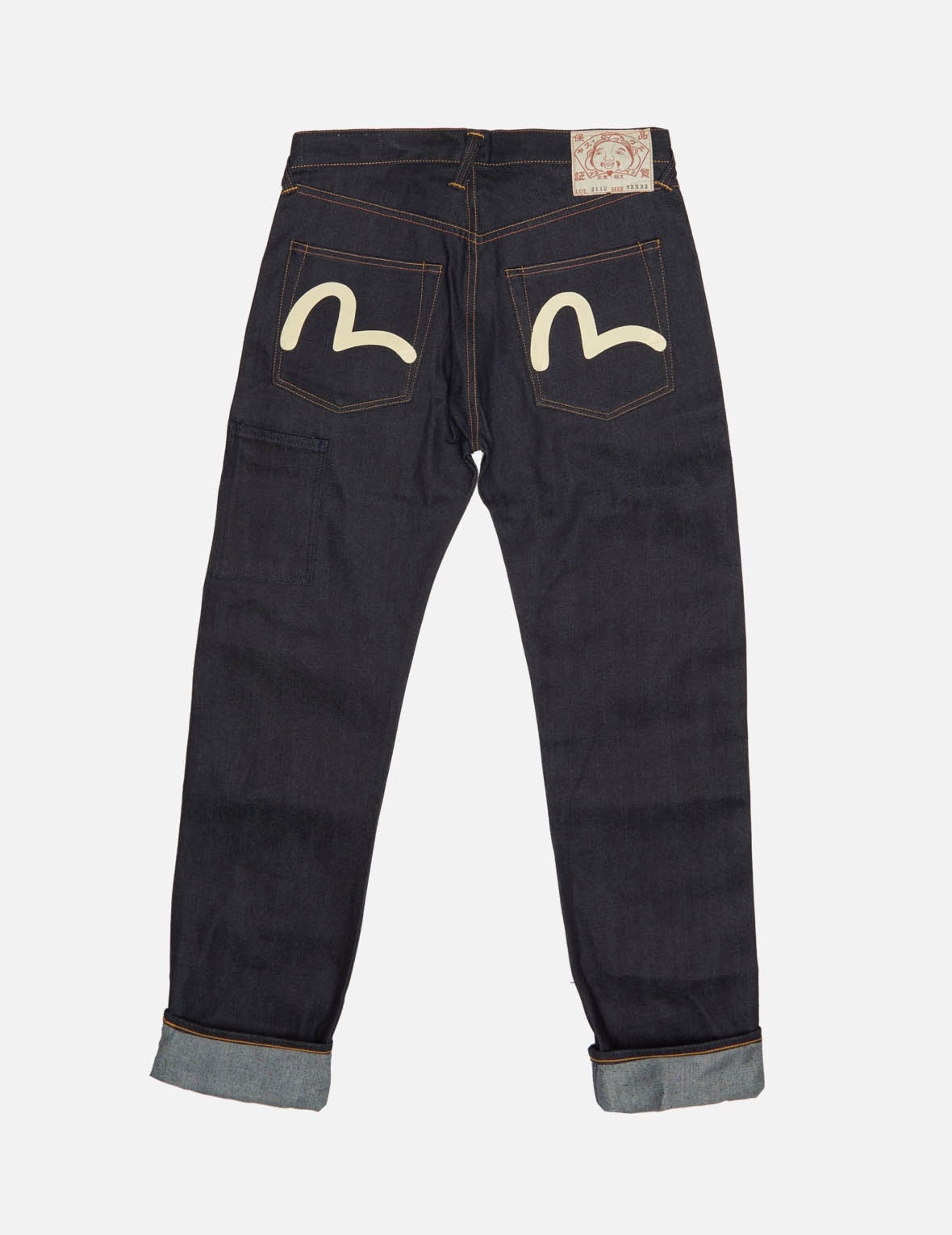 HANDPAINTED SEAGULL STRAIGHT FIT REVERSED RAW DENIM SELVEDGE JEANS - 2