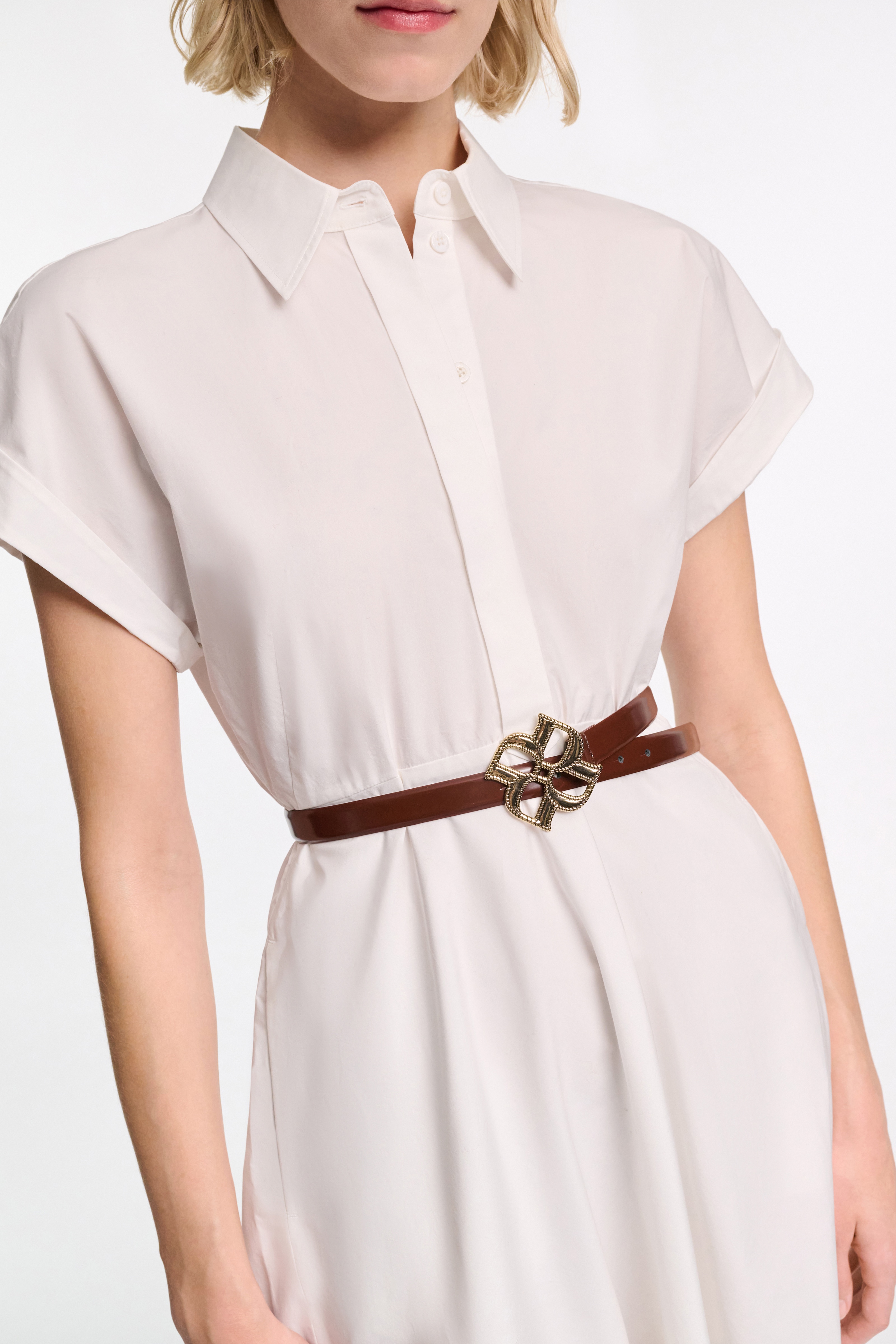SUBTLE SHINE d rose buckle belt - 3