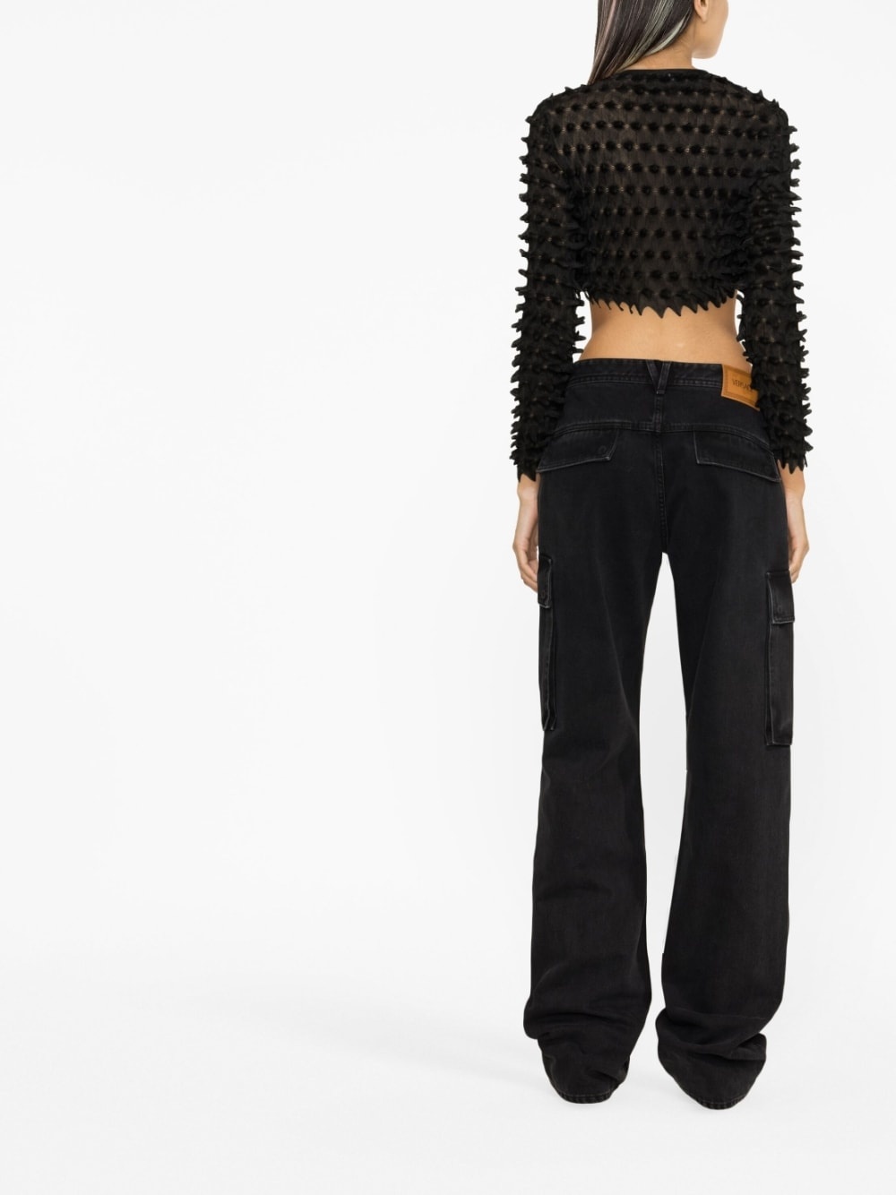 spike-textured cropped cardigan - 3