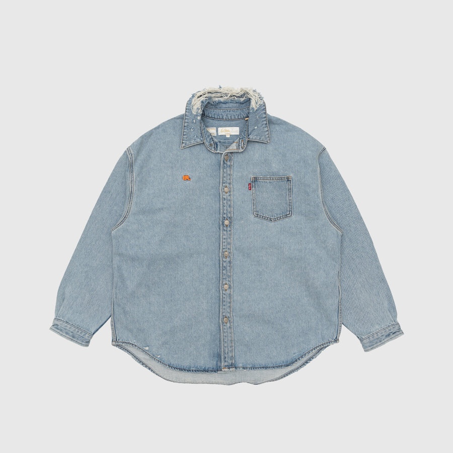 ERL DENIM JACQUARD OVERSHIRT WOVEN Blue