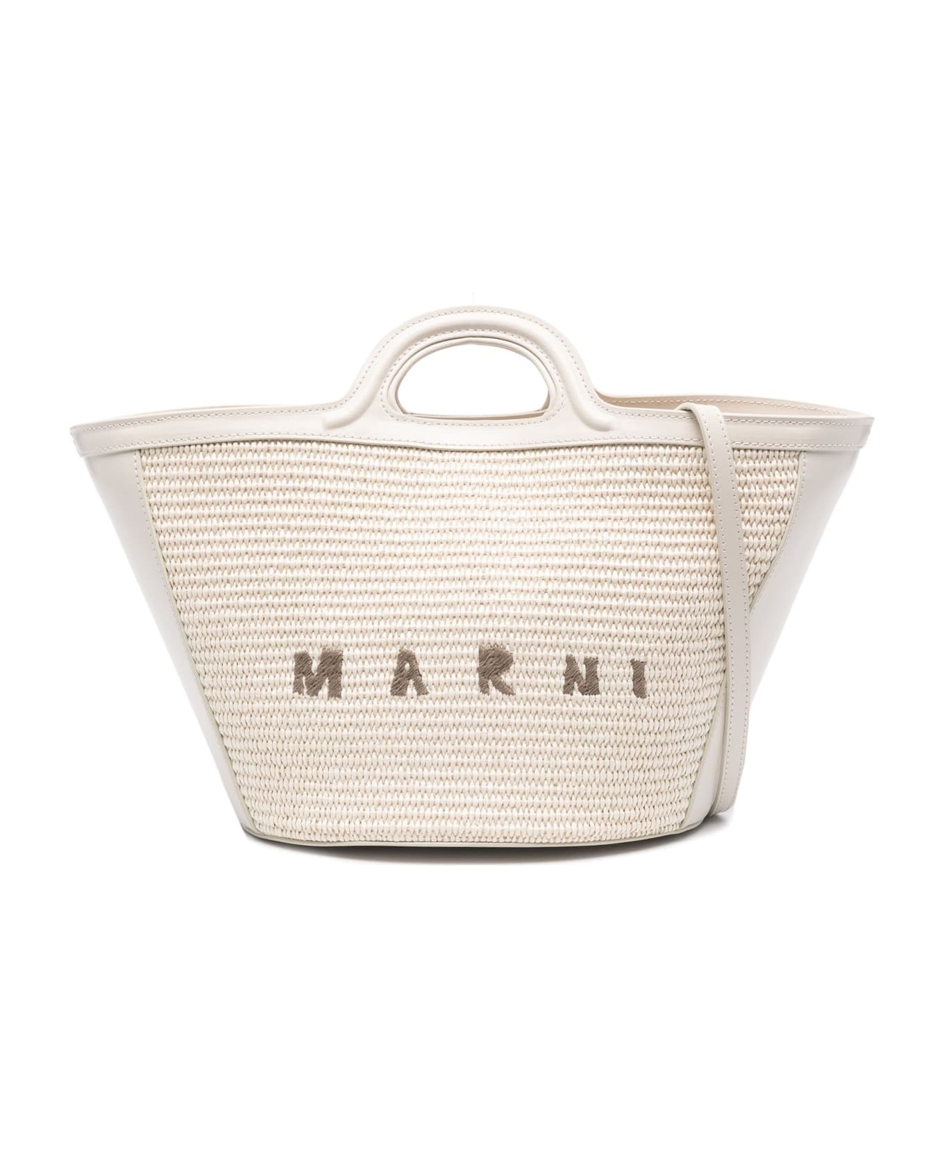 Shell Tropicalia Summer Bag In Leather And Raffia - 1