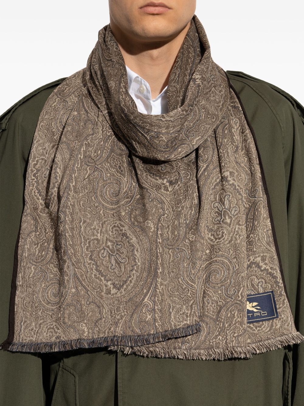 paisley-pattern fringed scarf - 4